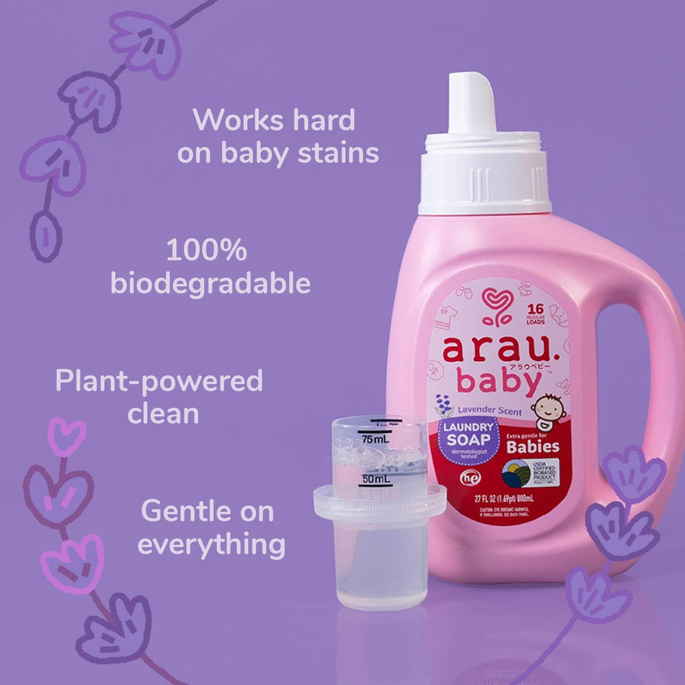 Arau Baby lavender-spearmint botanicals for natural, refreshing scent.