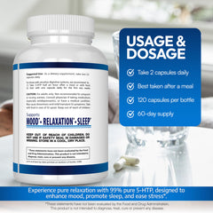 Arazo Nutrition 5-HTP Calcium back panel with nutrition facts.