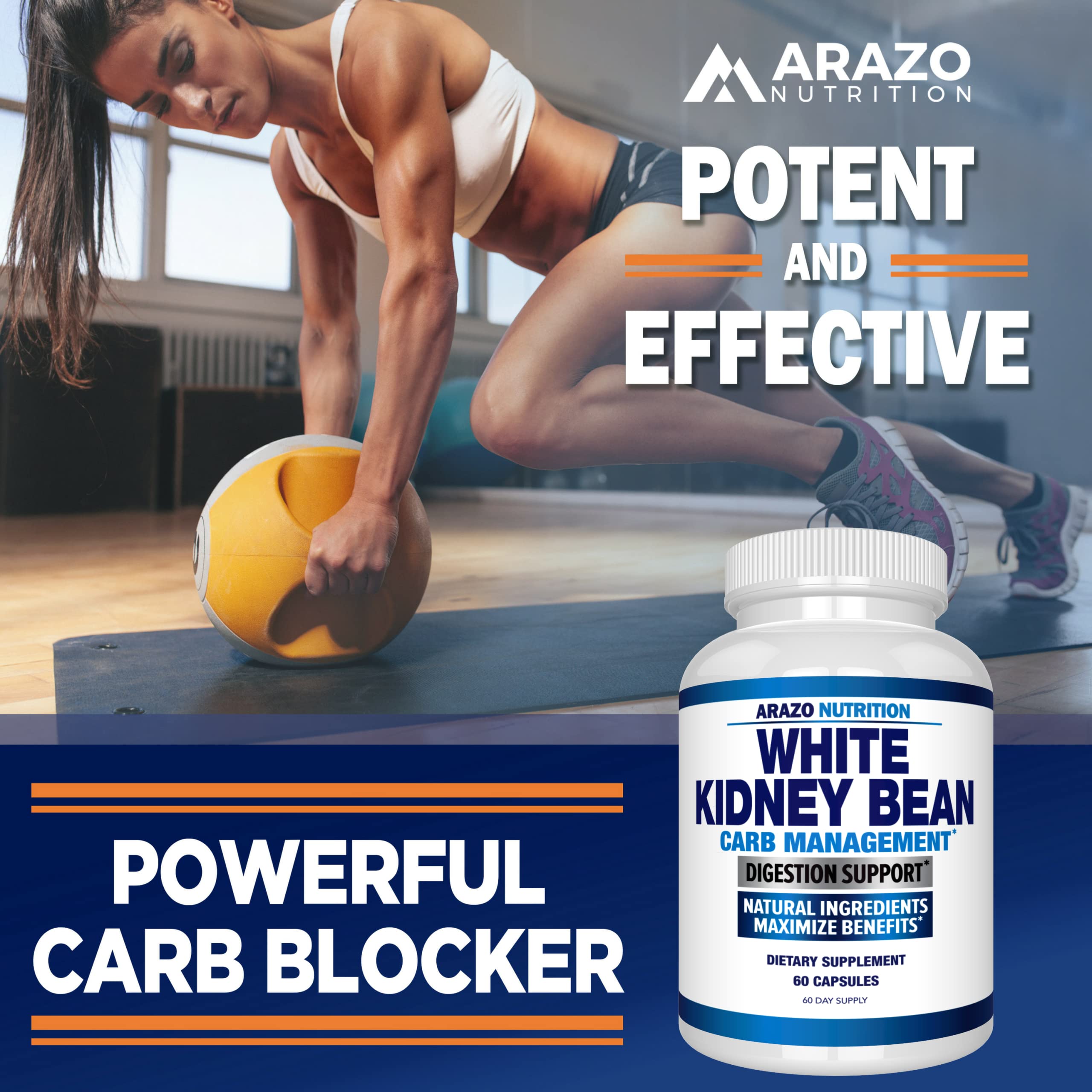 Primer plano de ingredientes y dosis por cápsula Arazo Nutrition.