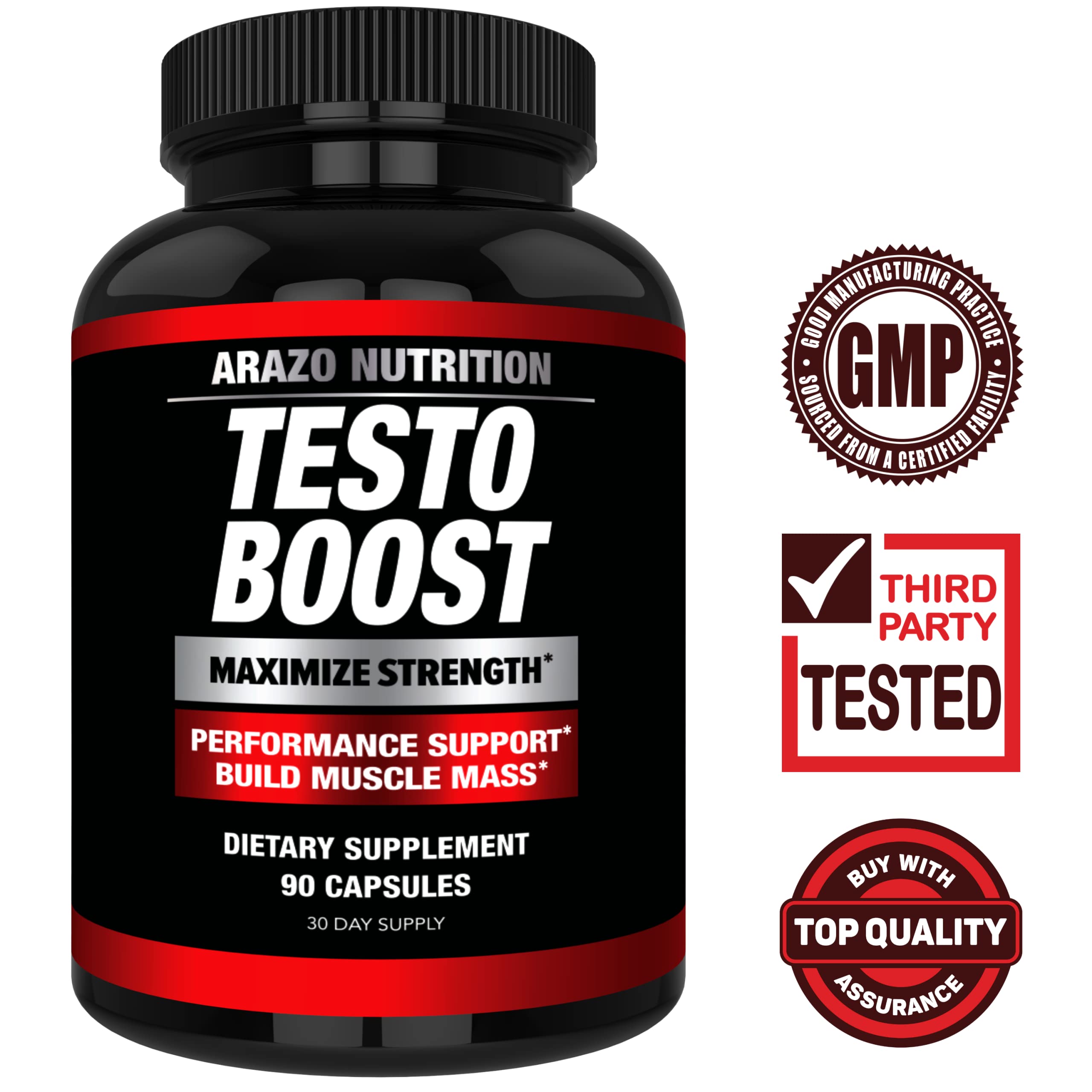 TestoBoost pills displayed to suggest stamina and muscle growth potential.