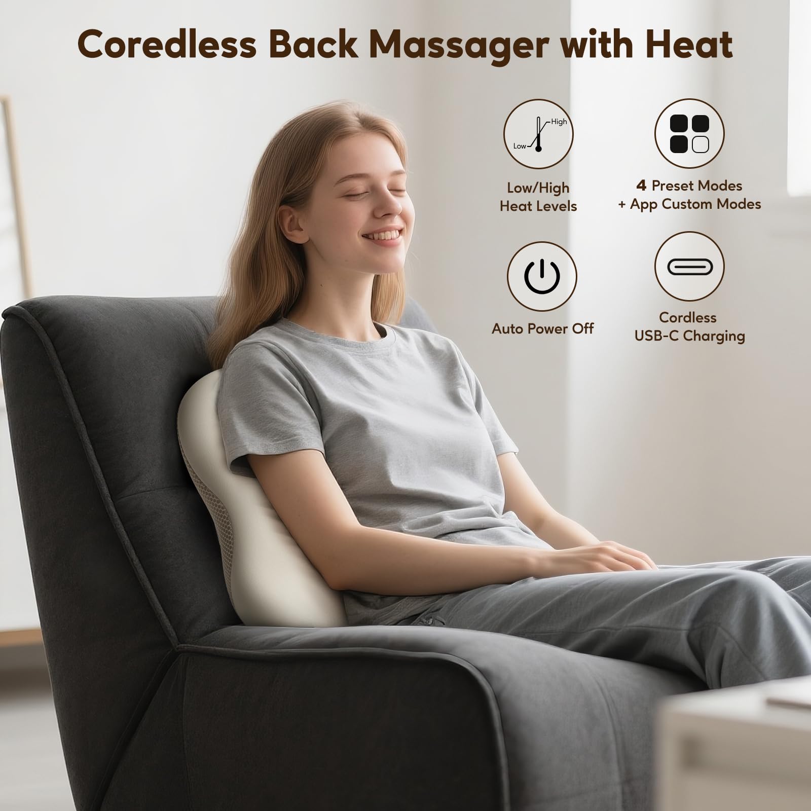 Arboleaf back massager with dual-temperature heat therapy for neck and shoulders.