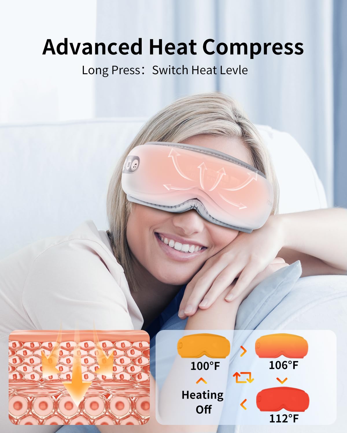 Arboleaf eye massager with Bluetooth music feature active