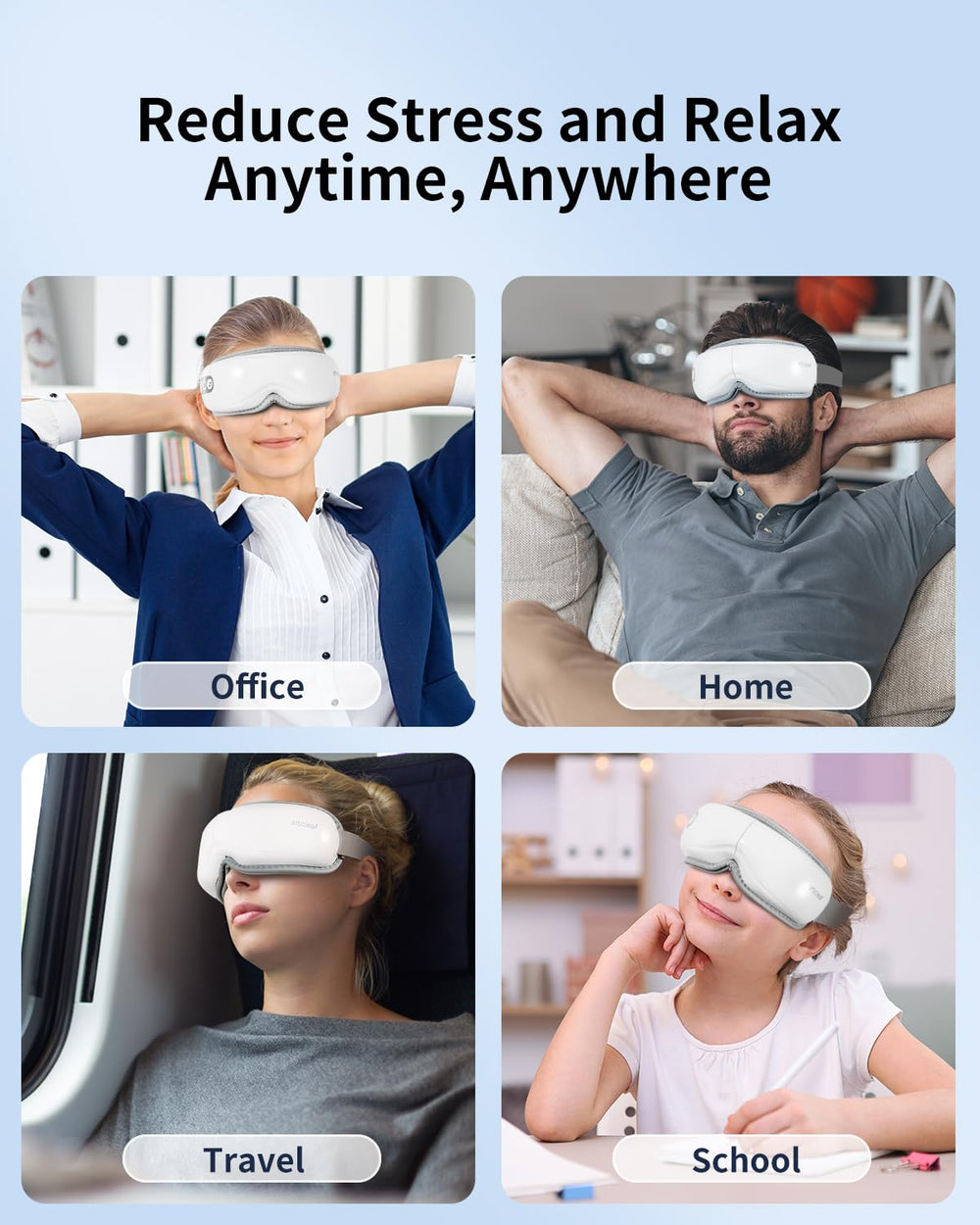 Ergonomic fit of the Arboleaf eye massager on a face