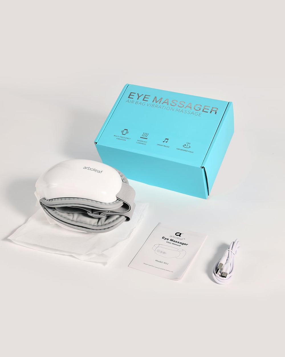 Wireless use of Arboleaf eye massager during a session