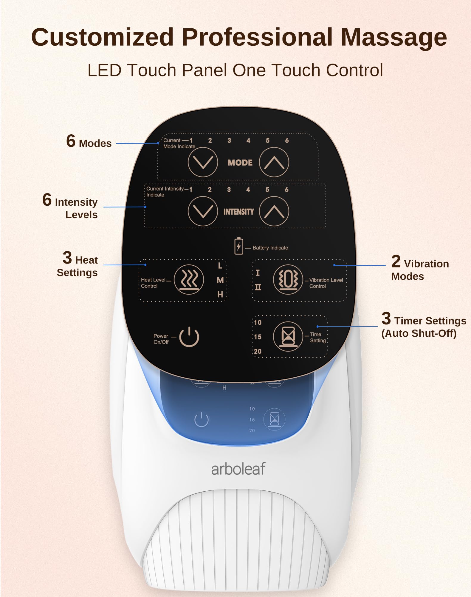 arboleaf cordless massager with USB-C for on-the-go use