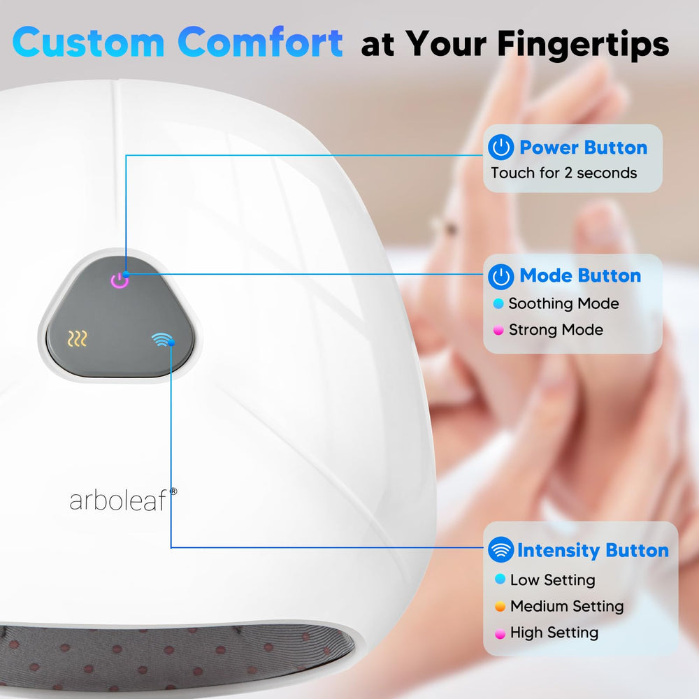 Three temperature options from warm to cozy on Arboleaf hand massager.