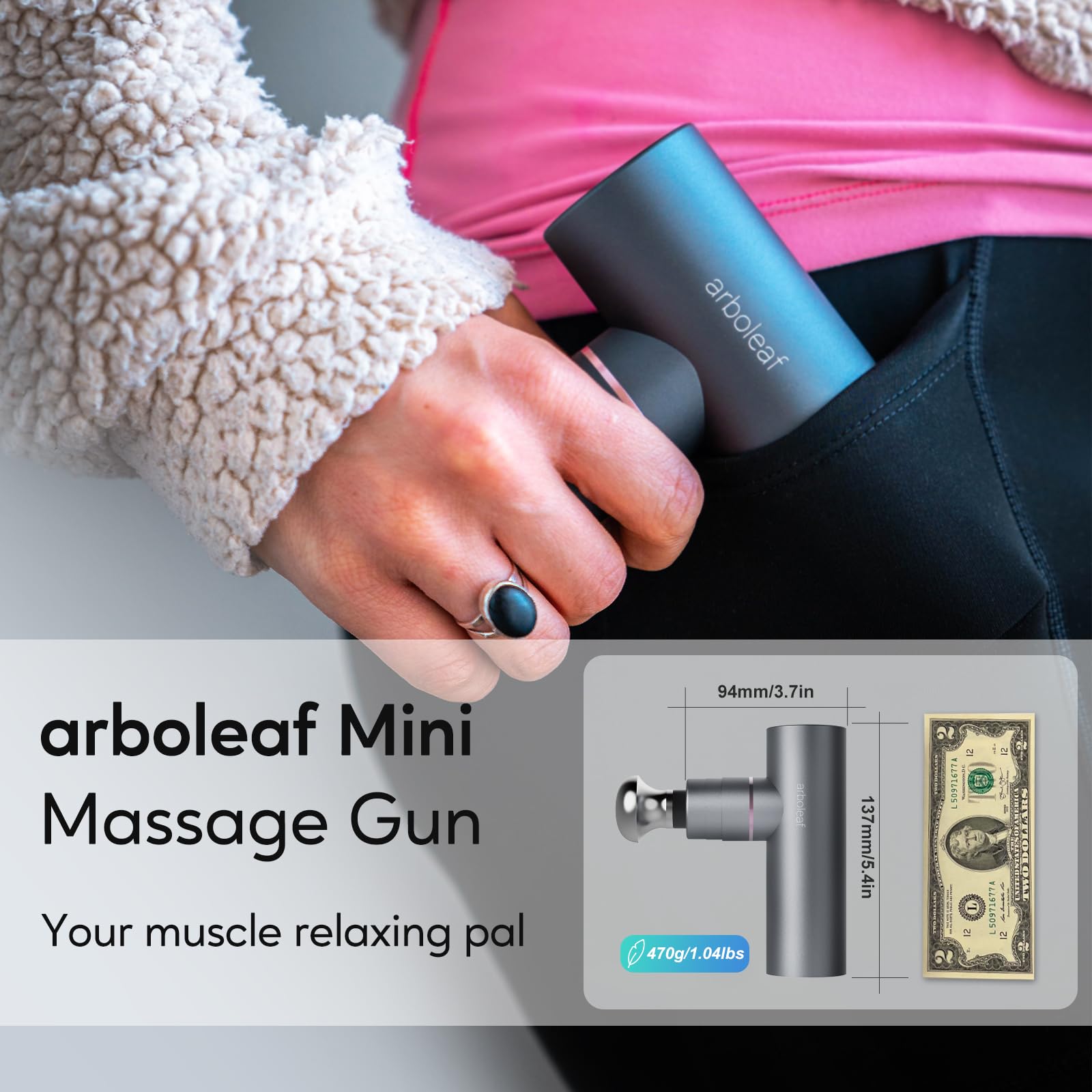 arboleaf massage gun back and shoulder use for tension relief
