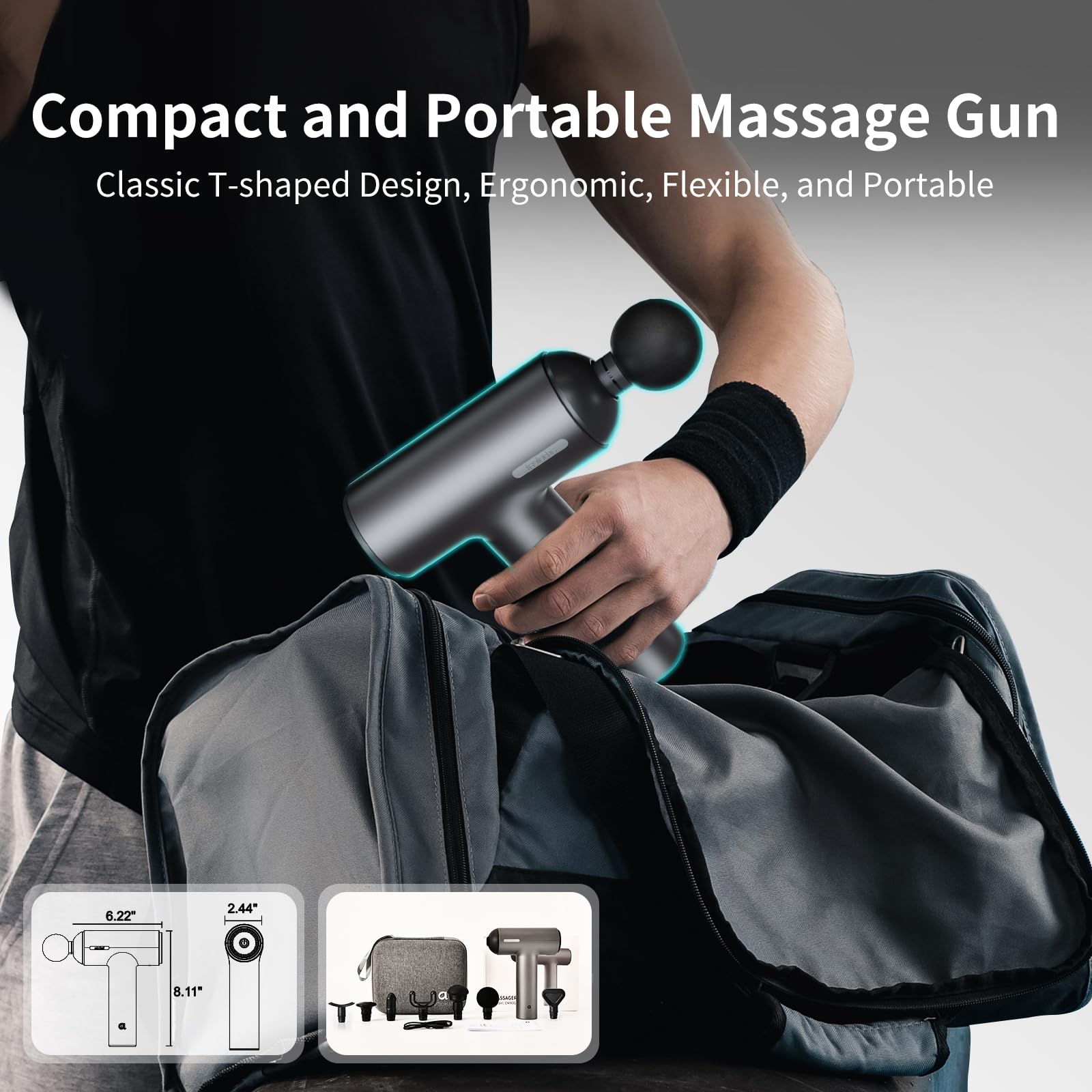 Arboleaf massage gun dual 2000mAh batteries for up to six hours of use