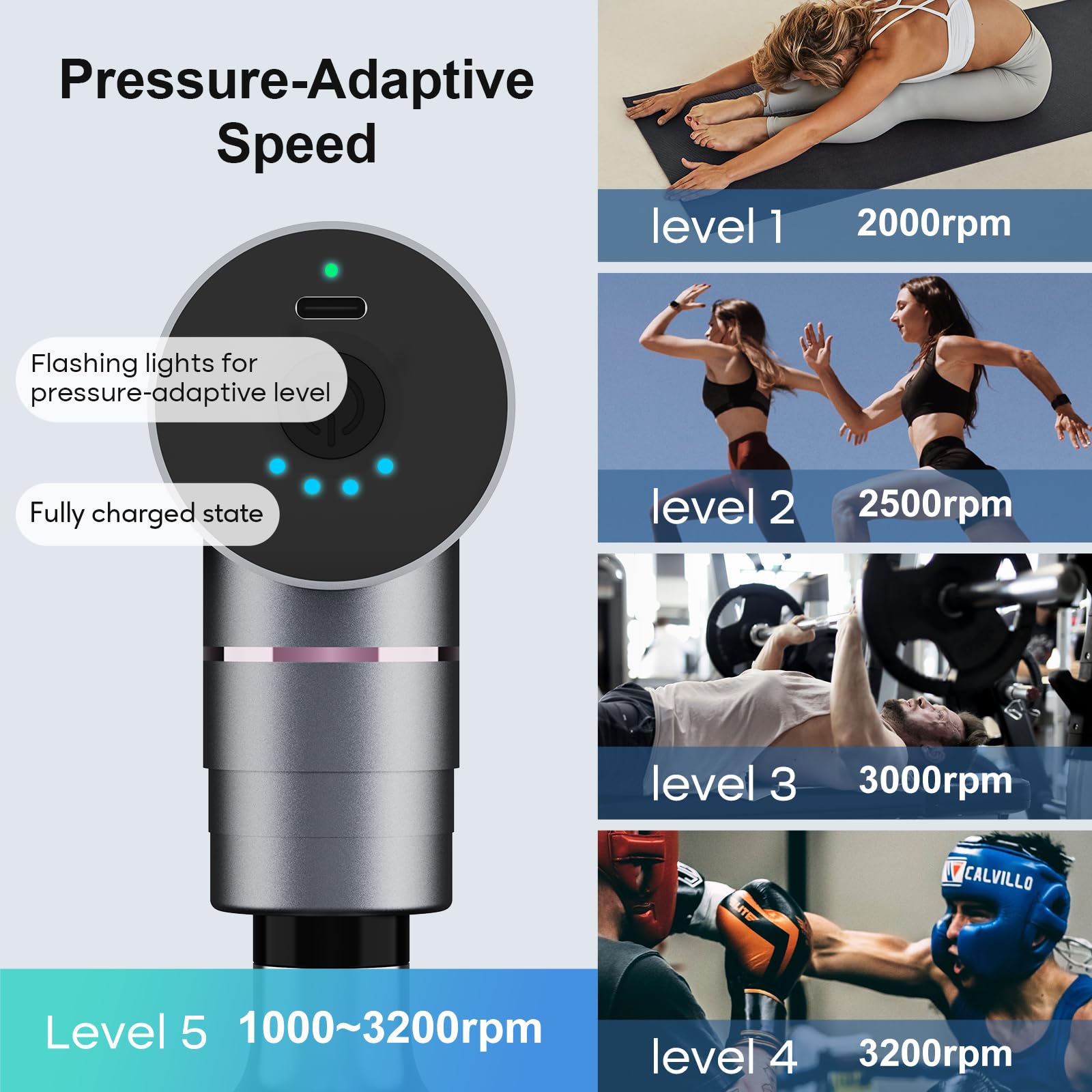 arboleaf massage gun metal body and ergonomic grip for easy back access