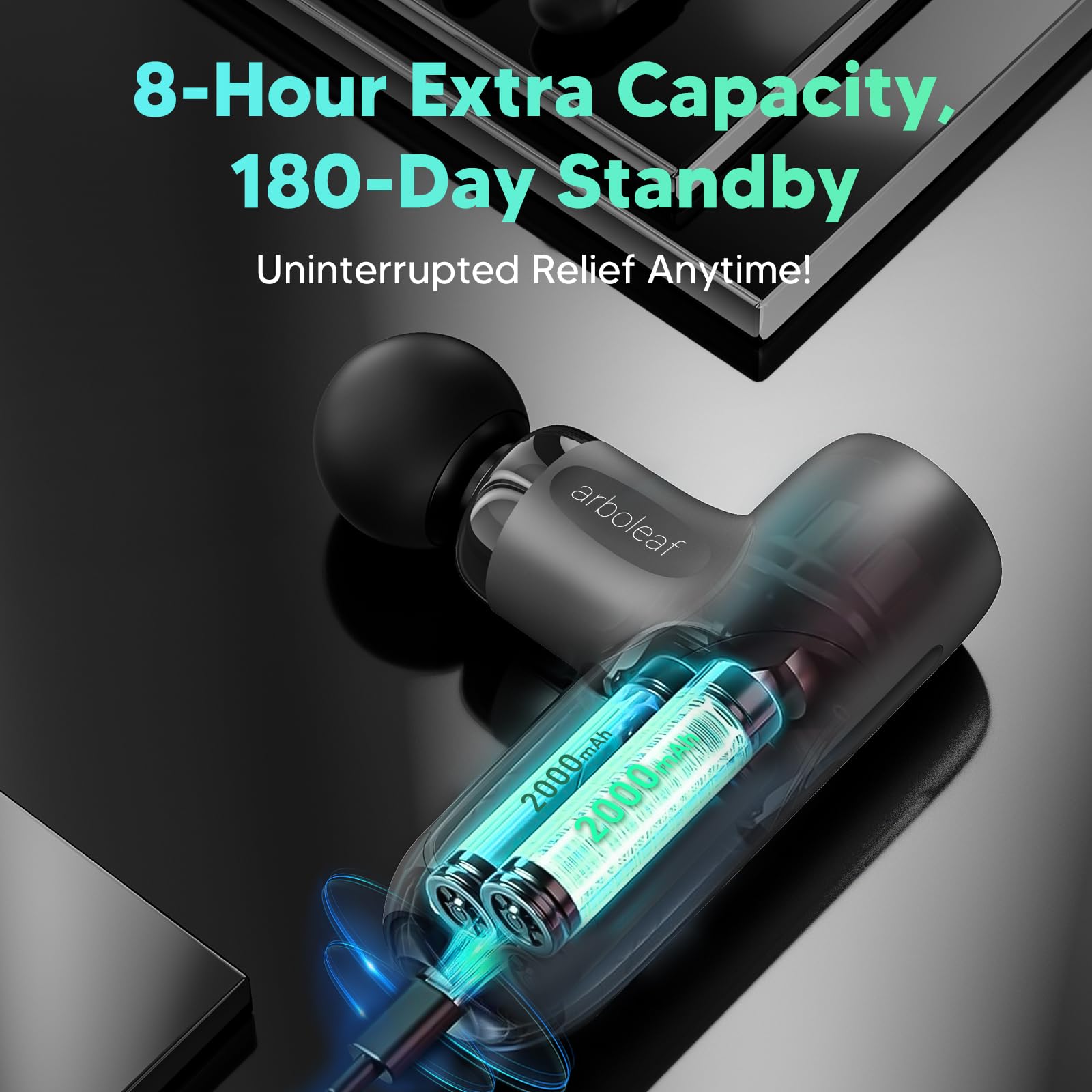 arboleaf mini massage gun with five silicone heads for targeted relief