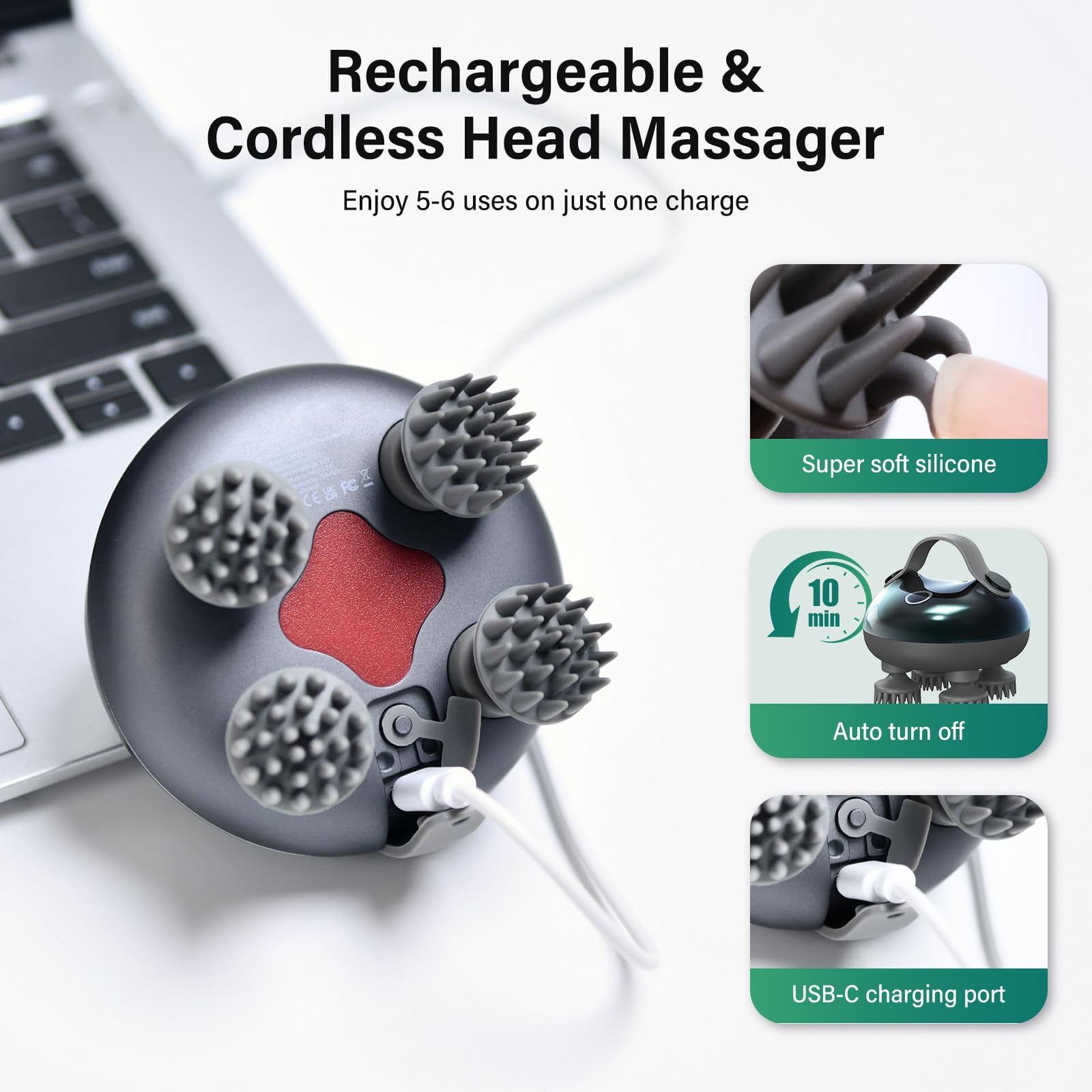 arboleaf rechargeable portable massager reaches two hours of use after two-hour charge