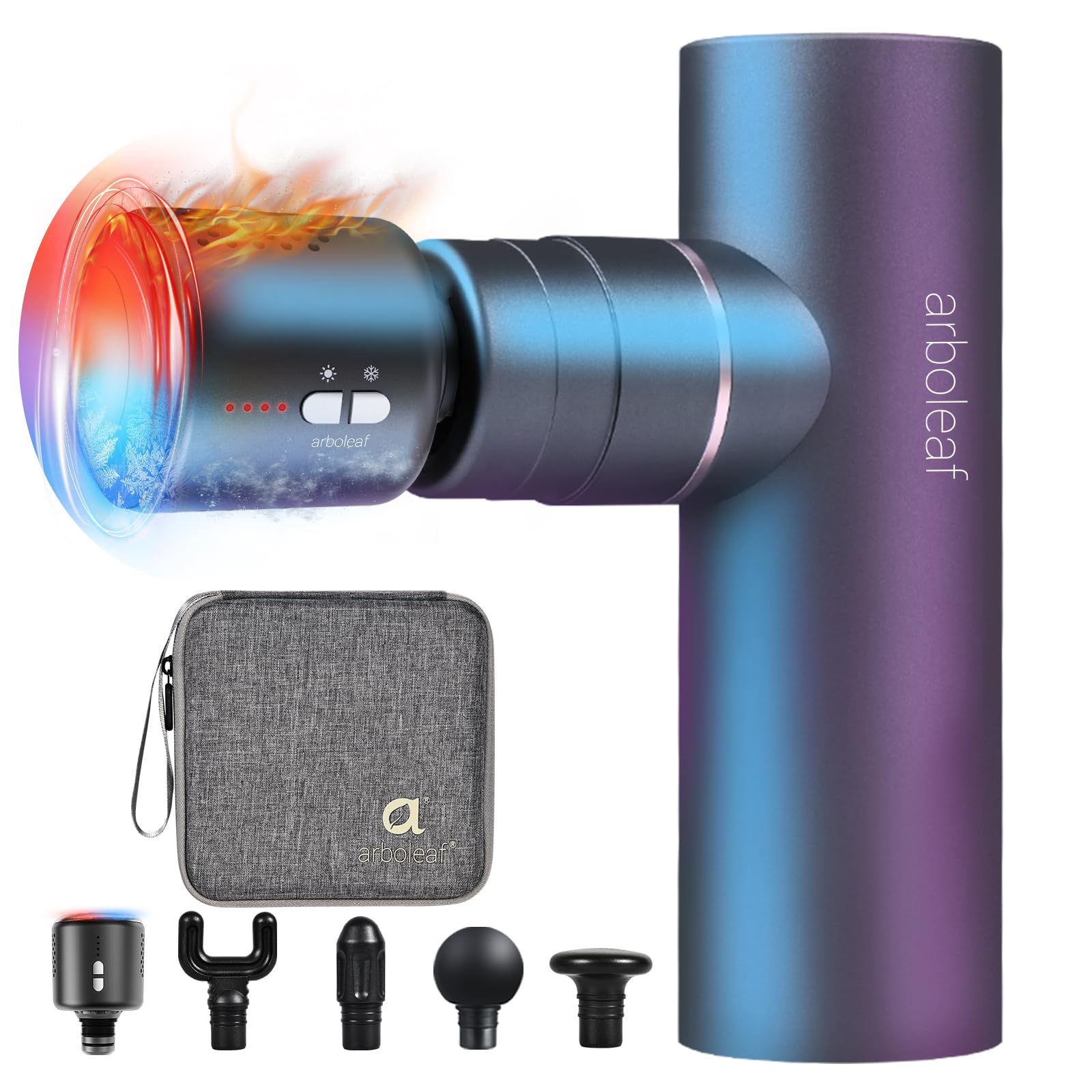 arboleaf Thermacool massage gun front view, portable tool for targeted warm-up and relief