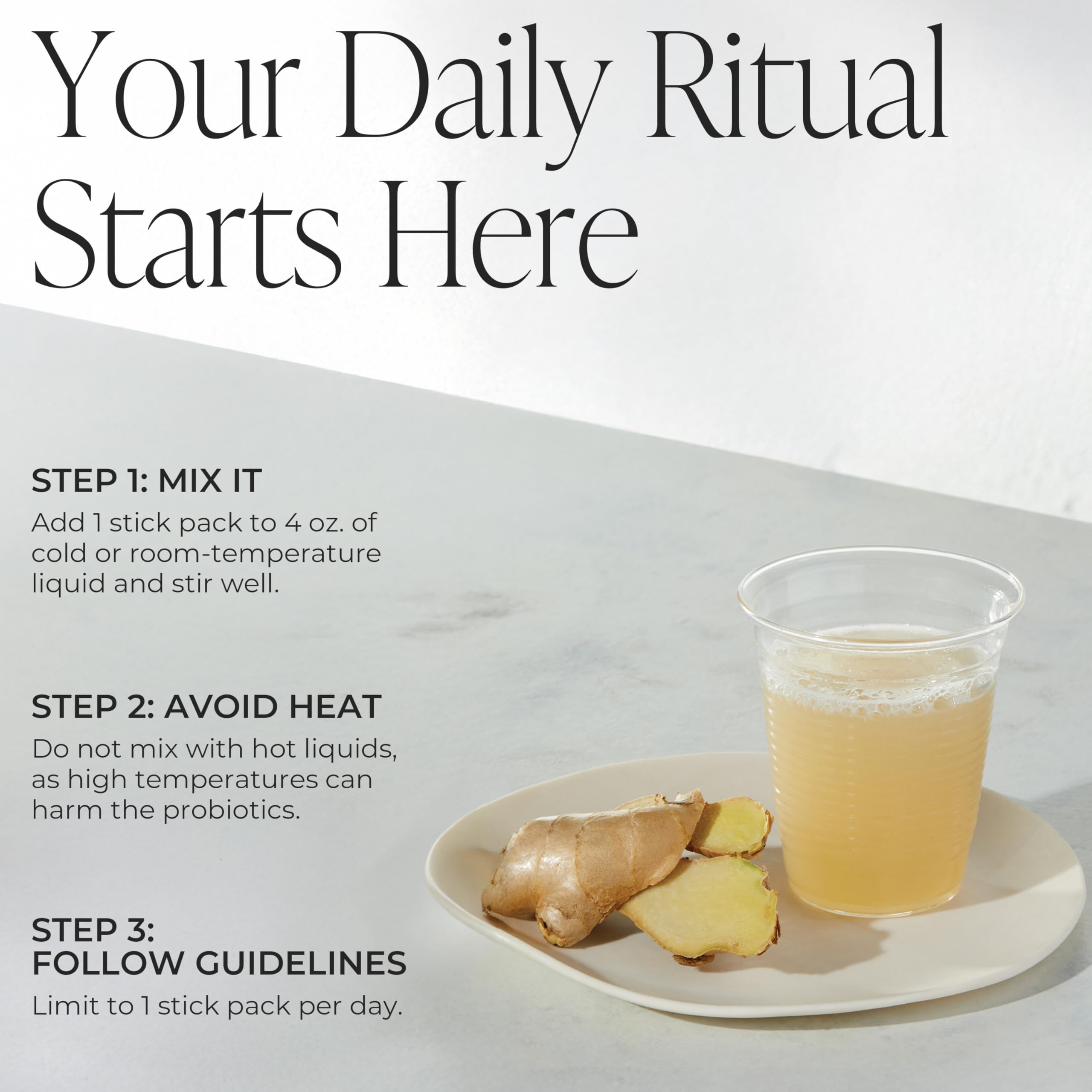 Arbonne Gut Health Drink Mix with ginger and chamomile offers a soothing, pleasant flavor.