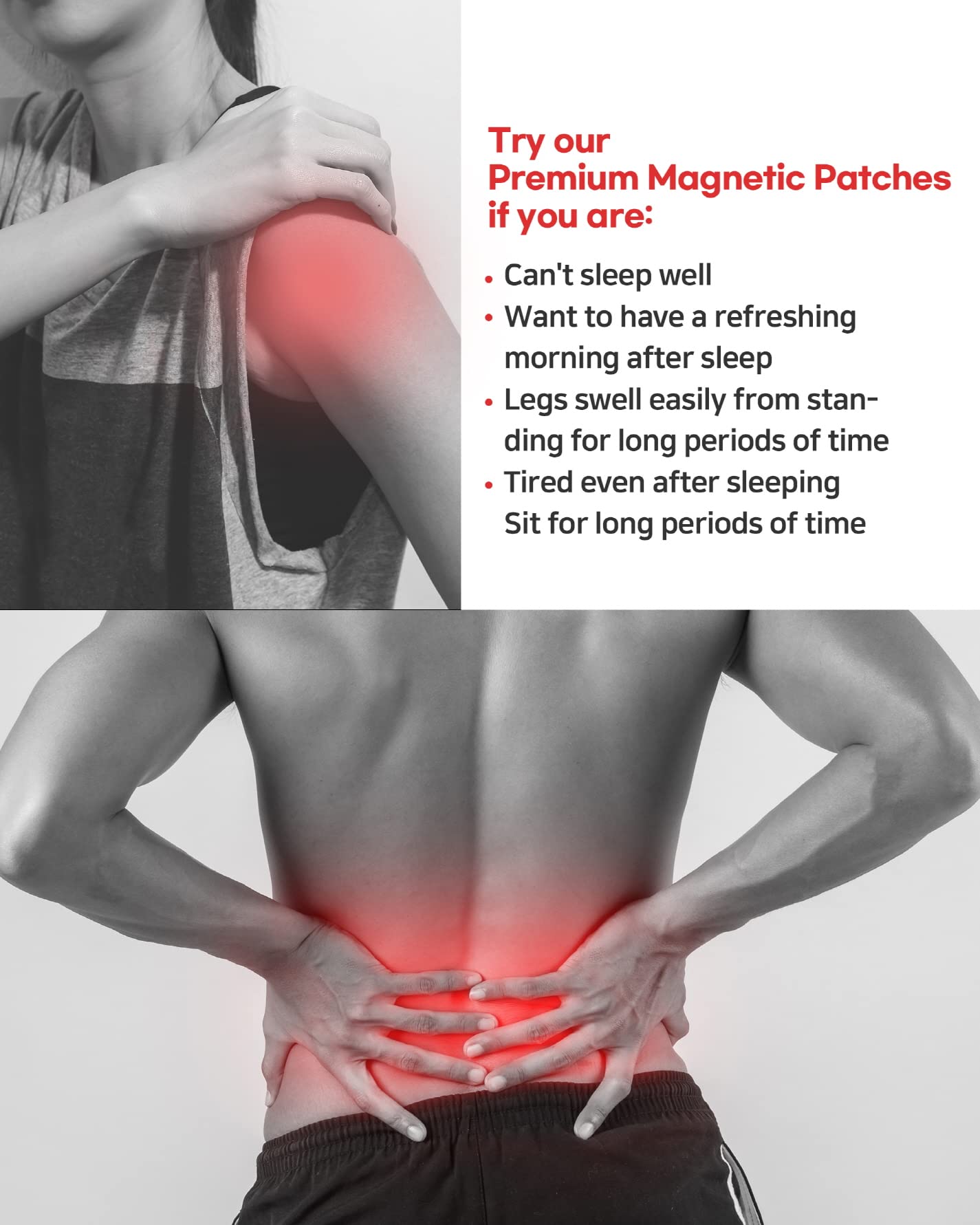 ARCHE ACU-Magnetic Patches adhesive band demonstrating breathable, water-resistant fabric.