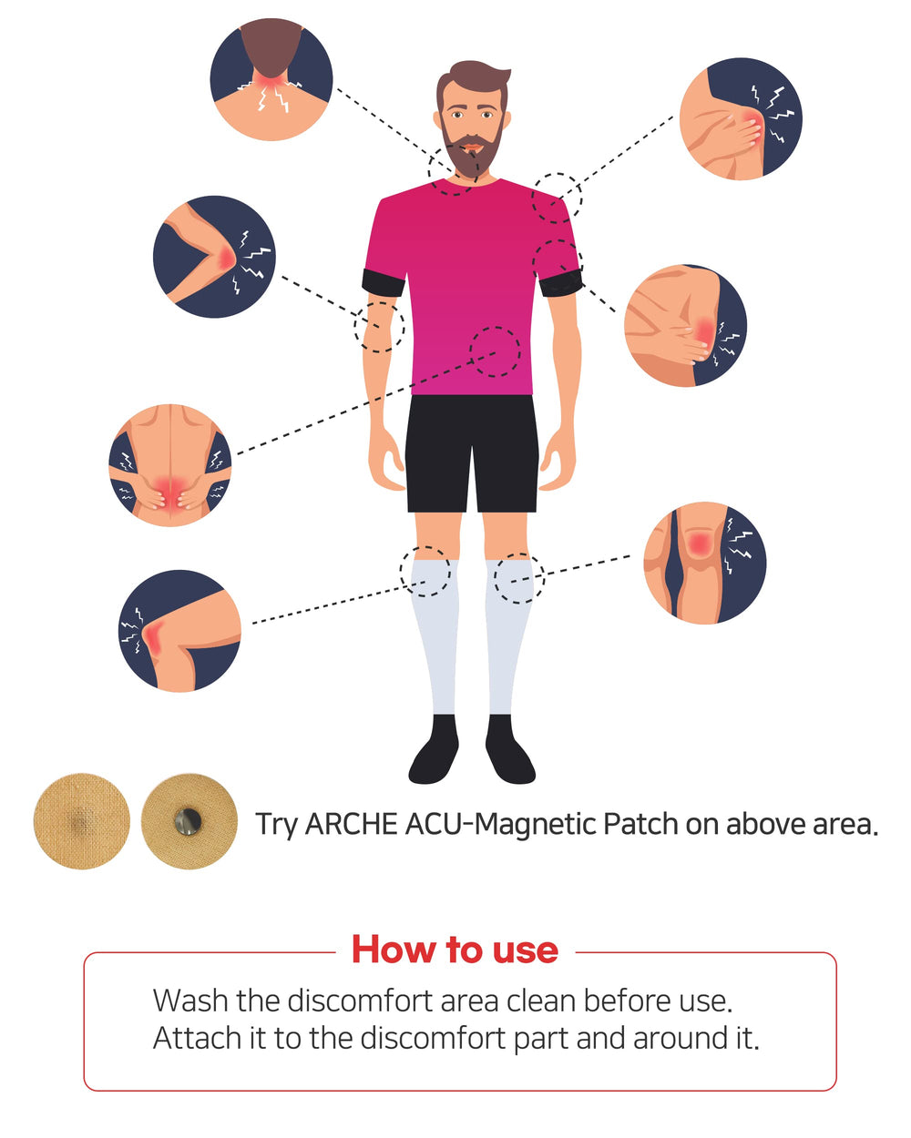 ARCHE ACU-Magnetic Patches water-resistant wear during activity or shower.
