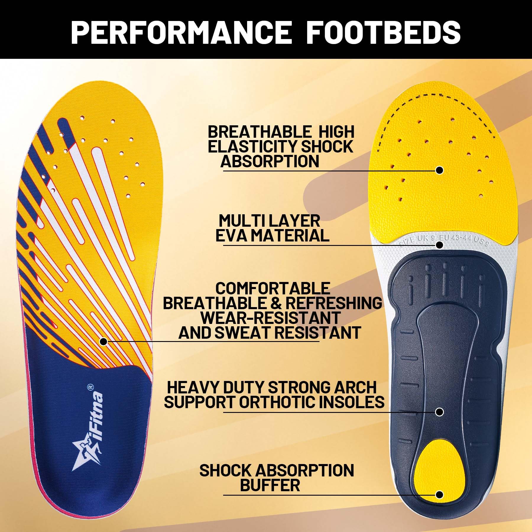 Archepaid arch-support insole with heel cup demonstrates stable foot alignment.