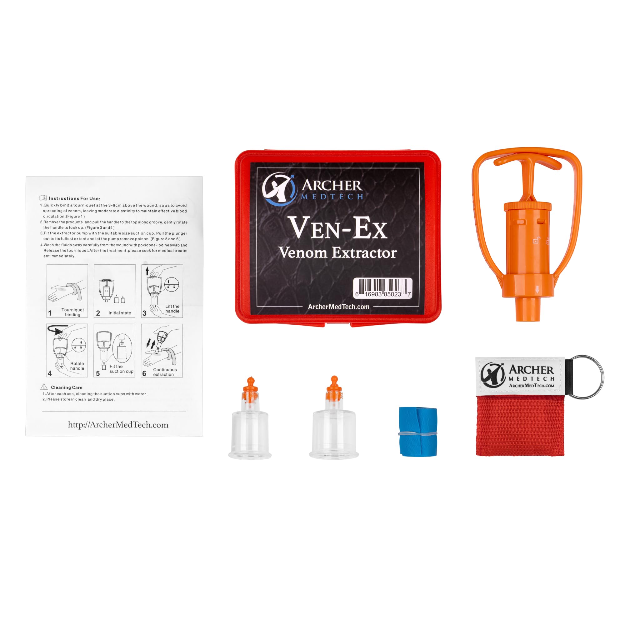 Archer MedTech Ven-Ex bonus CPR face shield keychain for safety on hand.