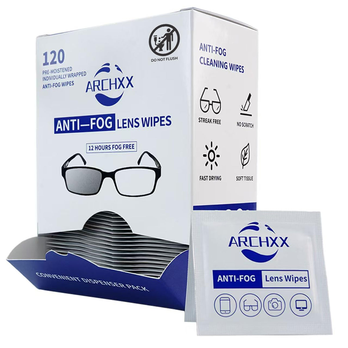ARCHXX anti fog wipes for glasses keep lenses clear with no residue