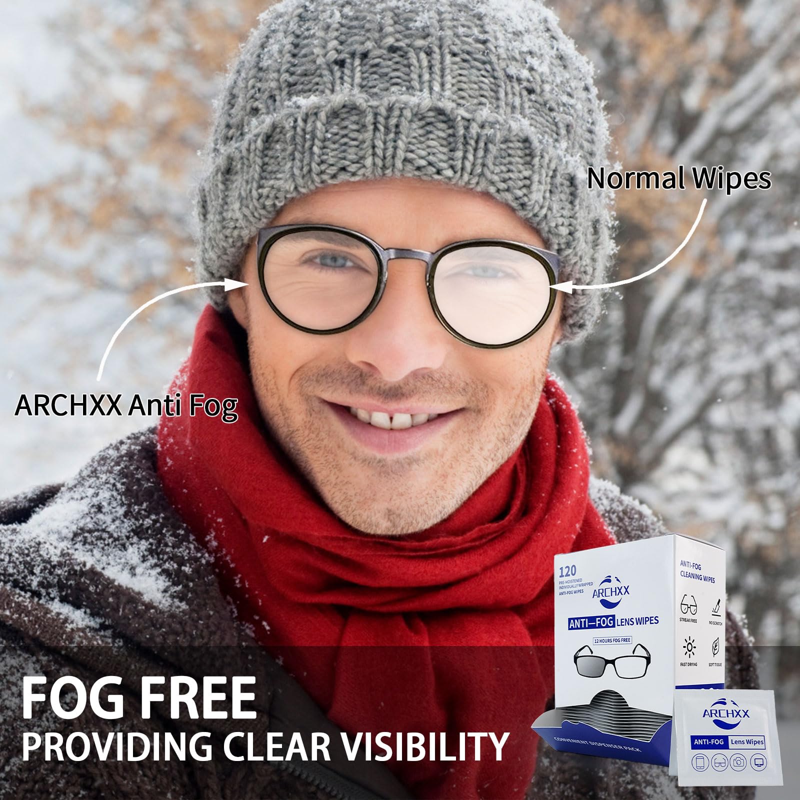 ARCHXX anti fog wipes for sunglasses provide long-lasting clarity on bright days
