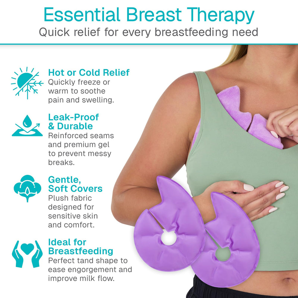 Arctic Flex Breast Ice Pack purple front view demonstrates hot and cold therapy versatility