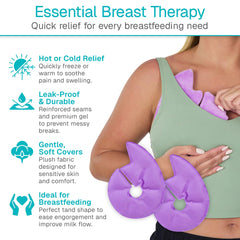 Arctic Flex Breast Ice Pack purple front view demonstrates hot and cold therapy versatility