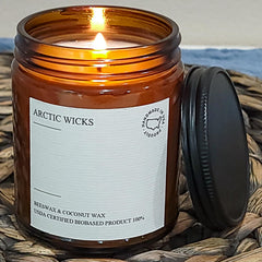 Arctic Wicks candle using clean fragrance oils for a smoke-free atmosphere.