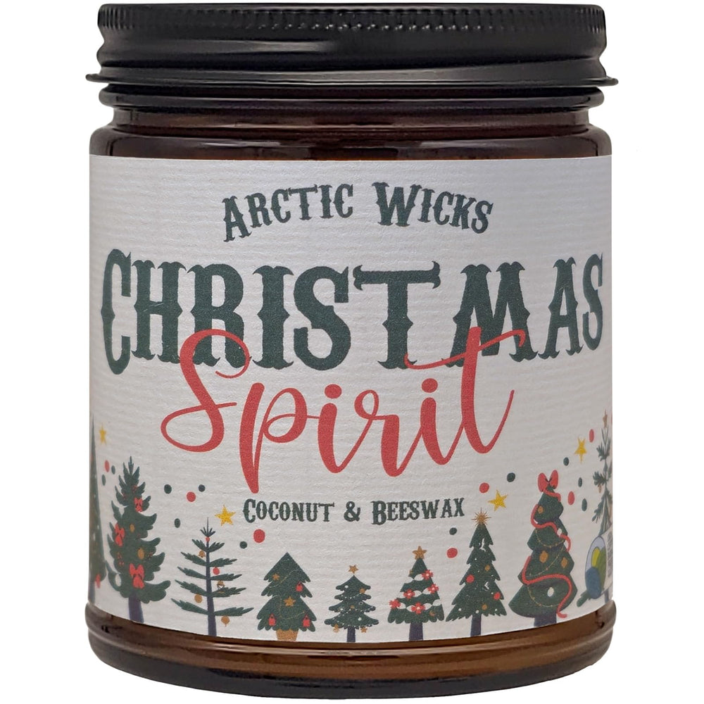 Arctic Wicks coconut beeswax candle in amber jar for a clean, long-lasting aroma.