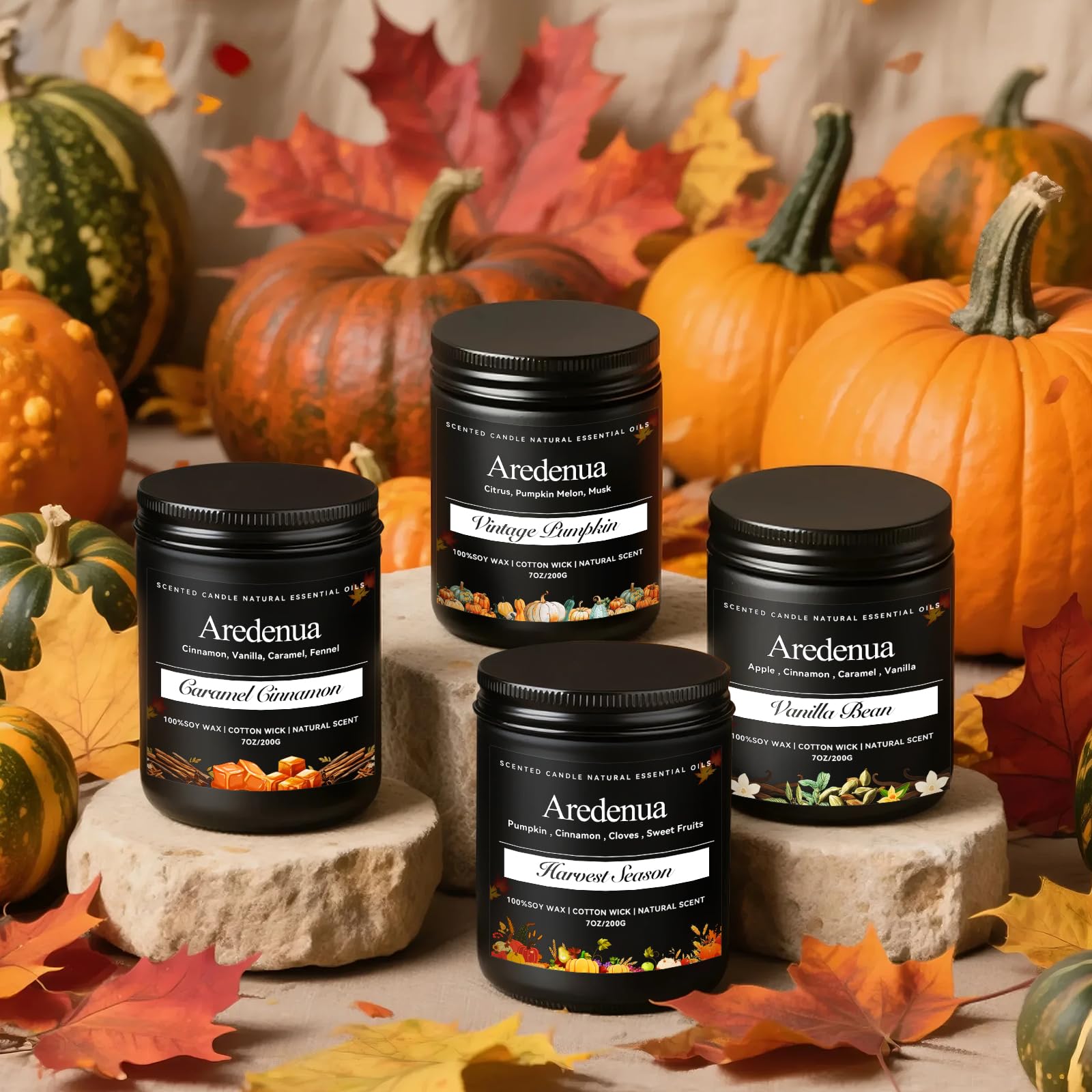 Aredenua Amber Pumpkin Candle cotton wick supports clean burning with minimal soot