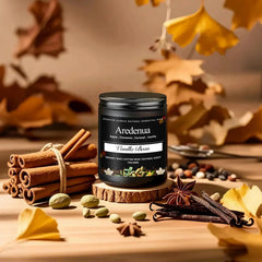 Aredenua clean-burn soy candle creates a cozy glow in living spaces.