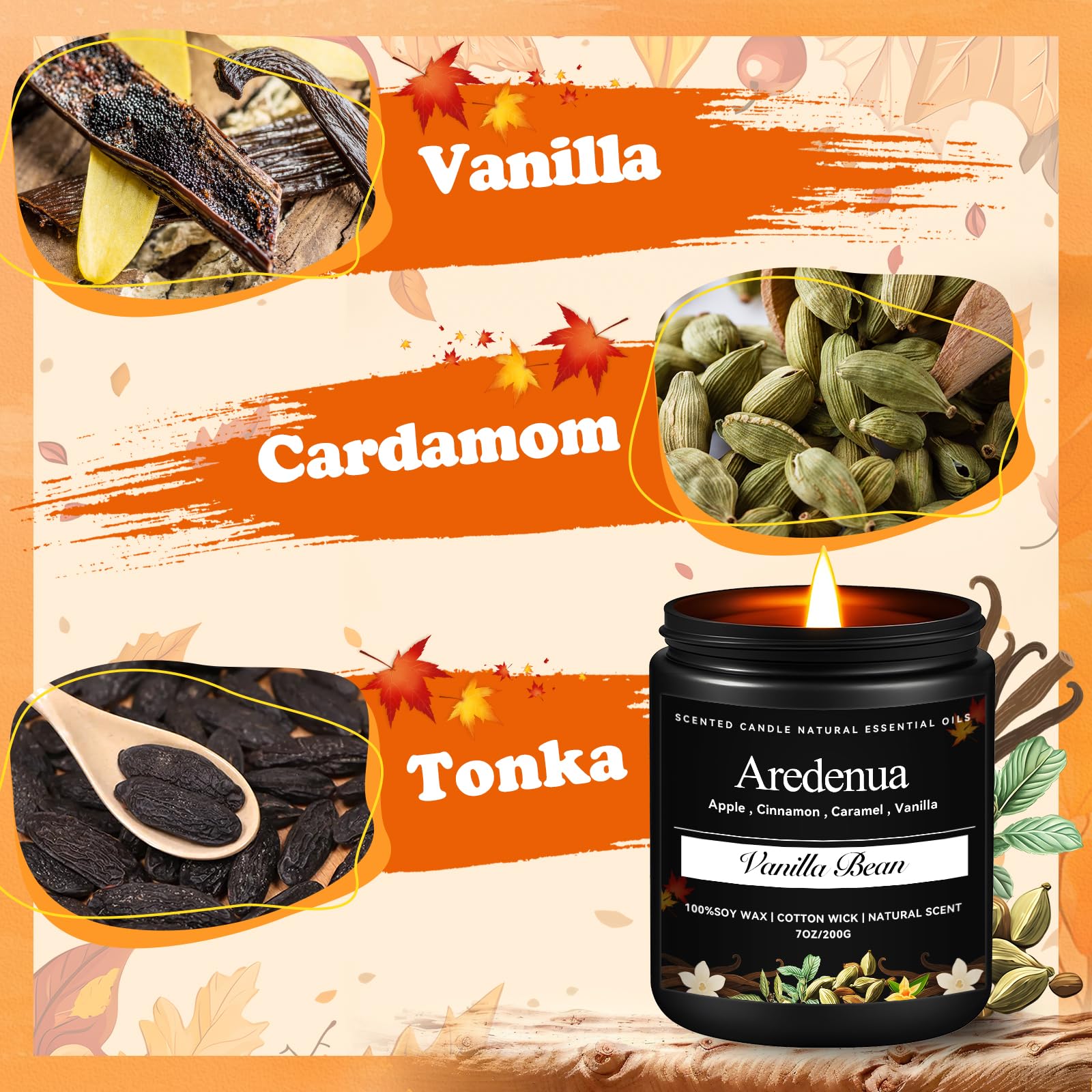 Aredenua gift-vanilla candle for women and men offers timeless scent.