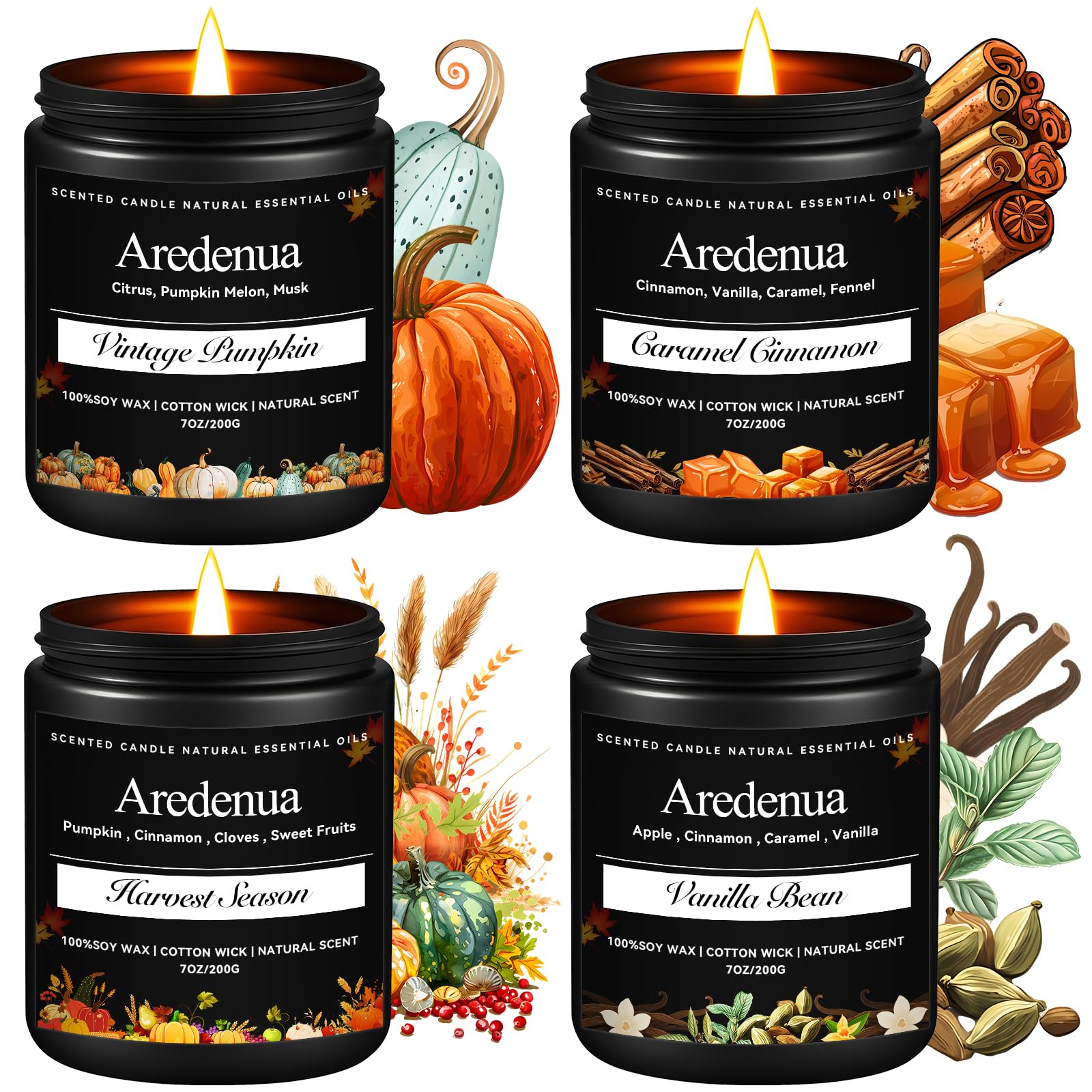 Aredenua Winter Holiday Candles Set cinnamon scent warms the living room