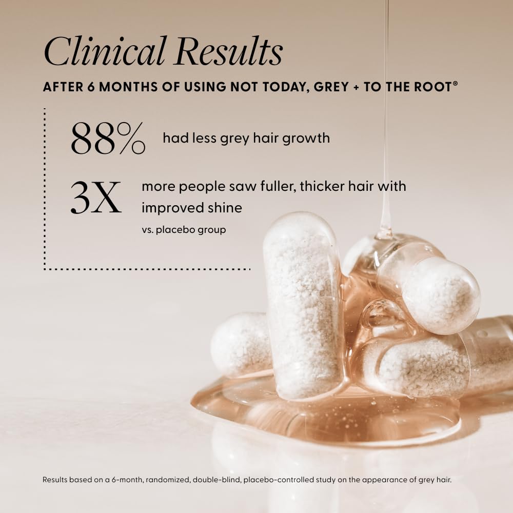 Arey Not Today packaging front highlights clinically backed anti-grey hair support.