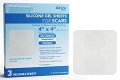 Areza Medical gel de silicona para cicatriz 4x4, tres hojas por caja, uso cómodo