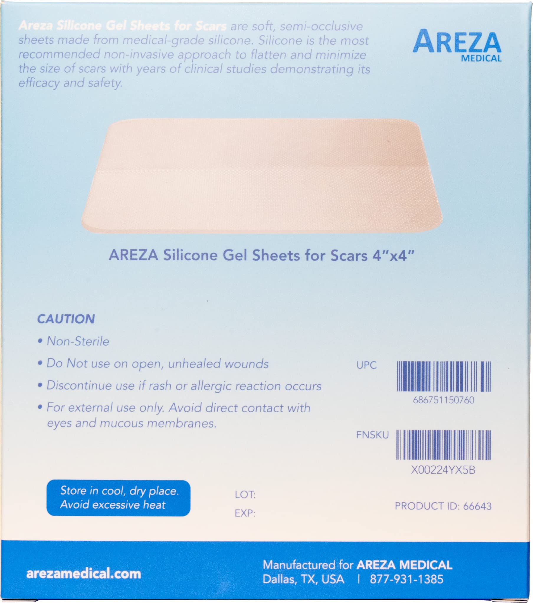 Areza Medical gel silicona membrana interna autoadherente para colocación estable