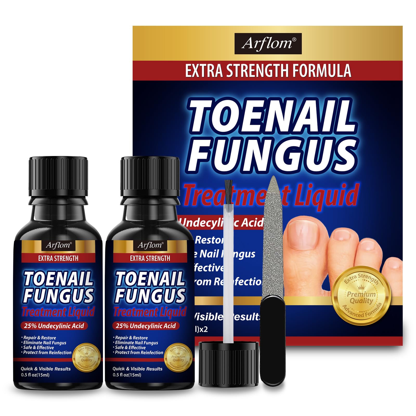 ARFLOM toenail fungus treatment bottle front showing extra-strength formula for nails