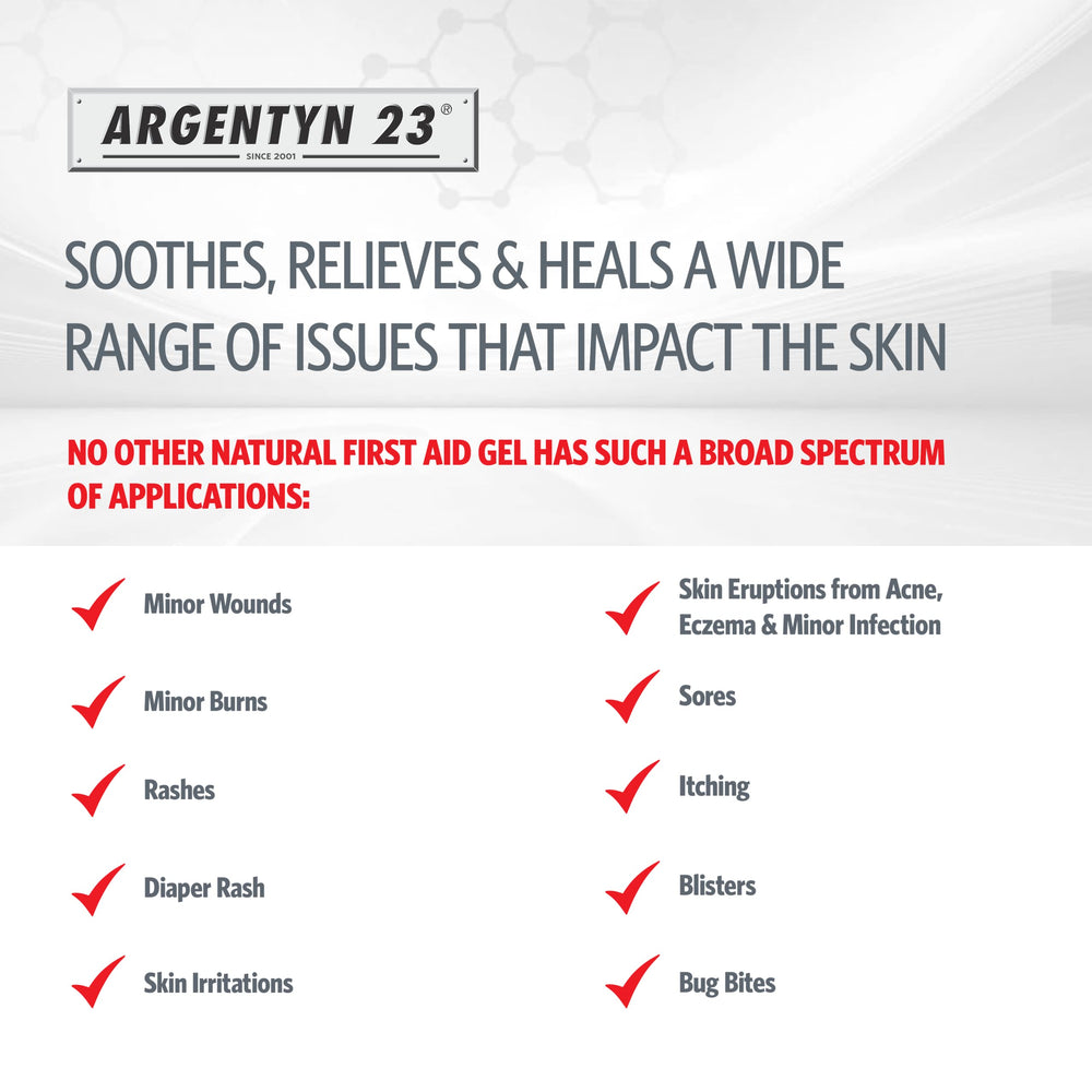 Argentyn 23 gel label with instructions and benefits