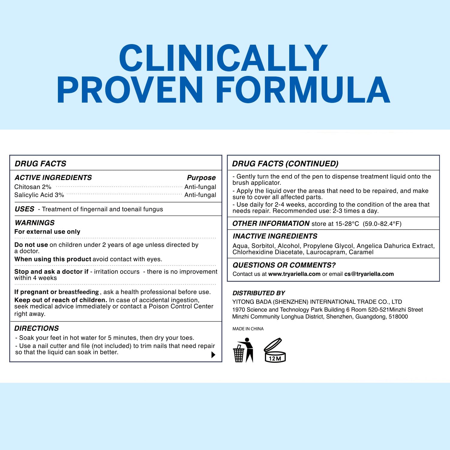 Ariella formula with clinically proven ingredients for nail renewal.