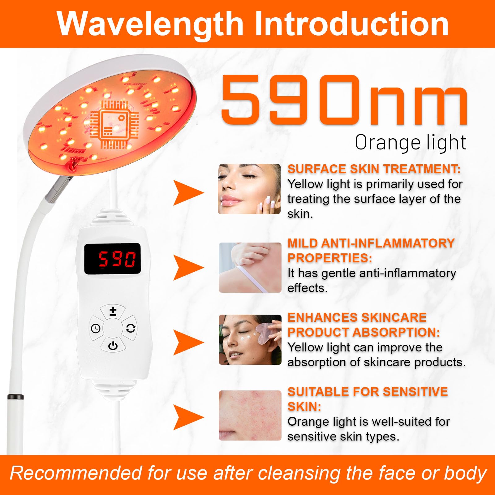 Arikashin red light lamp wavelengths 590nm 660nm 940nm for versatile spectrum.