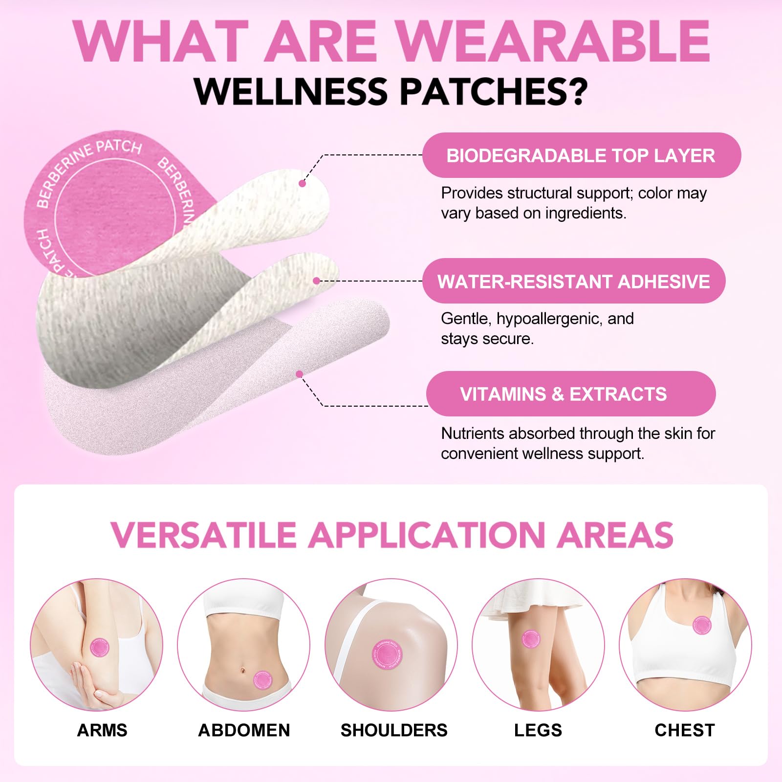 Arkture Berberine Patches application view showing easy-to-apply patch on skin