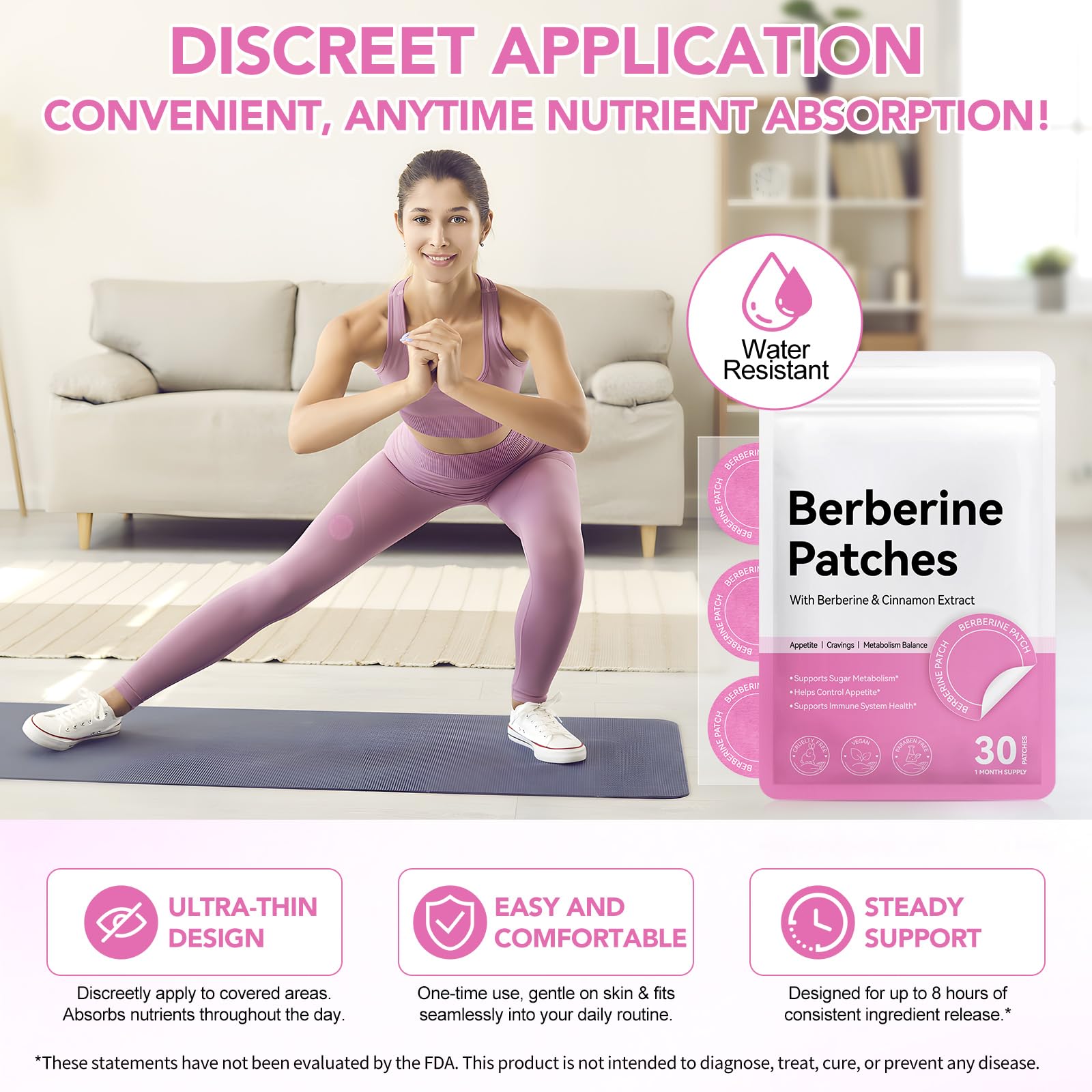 Arkture Berberine Patches ingredients label emphasizes cinnamon and pomegranate extracts