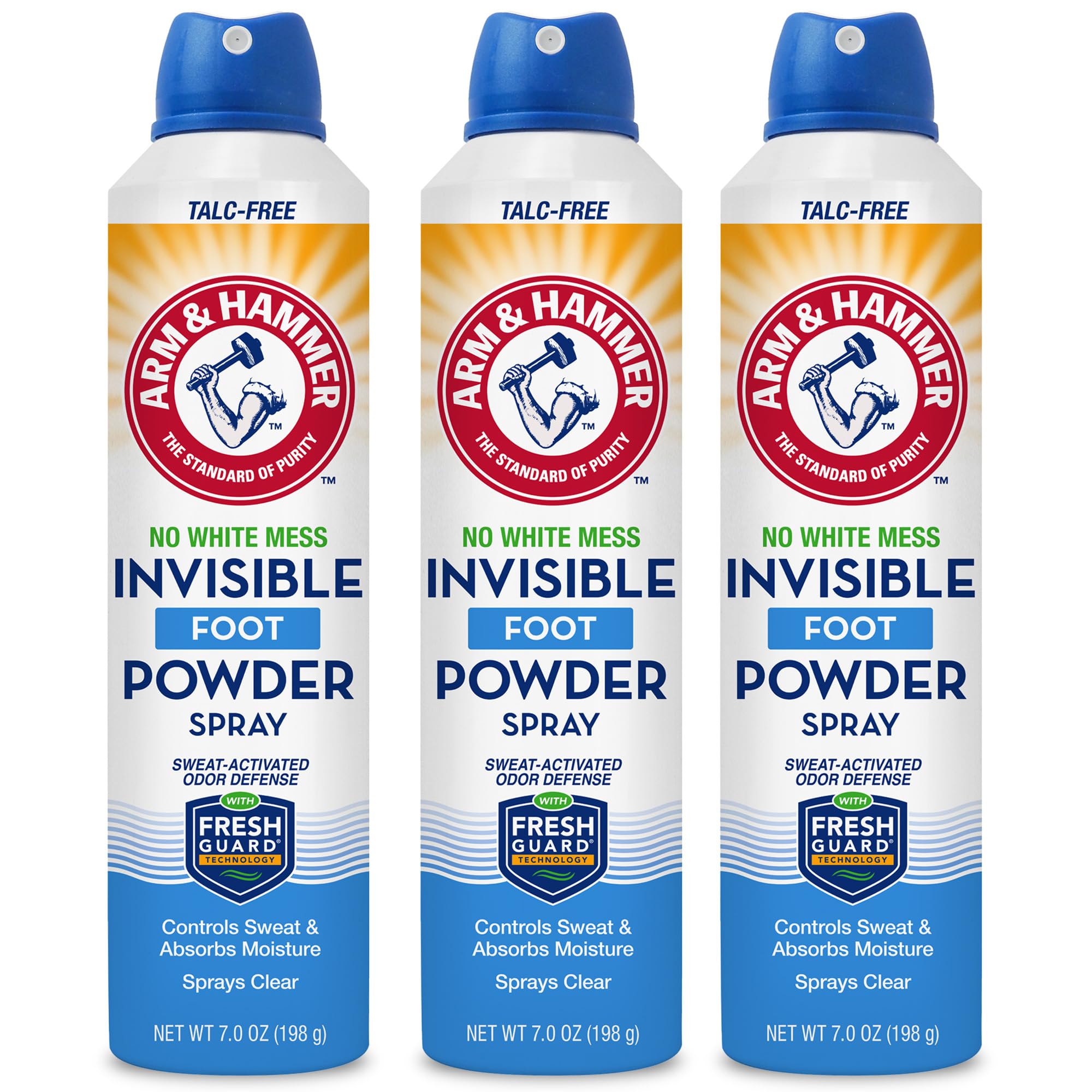 Arm and Hammer invisible foot powder spray bottle applies a clear mist for mess-free dryness