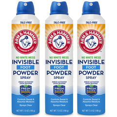 Arm and Hammer invisible foot powder spray bottle applies a clear mist for mess-free dryness
