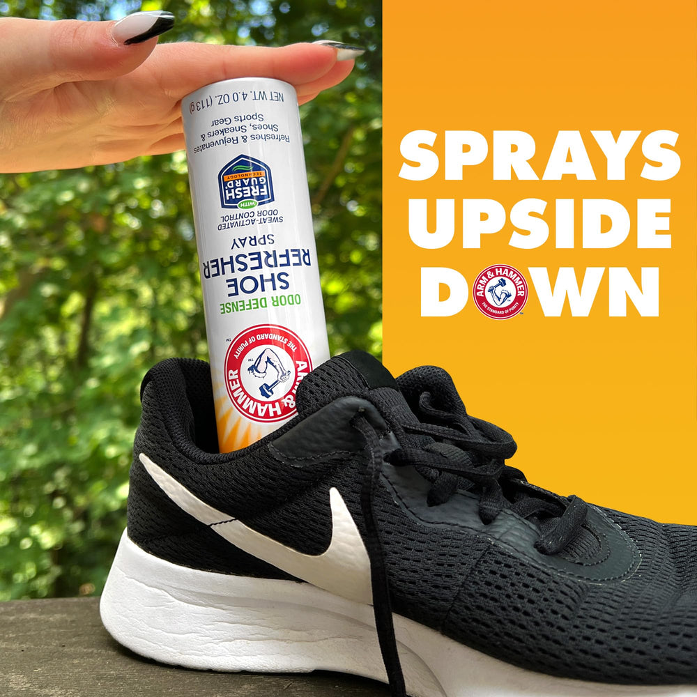 Arm & Hammer Shoe Refresher Spray daily use helps maintain fresh footwear.