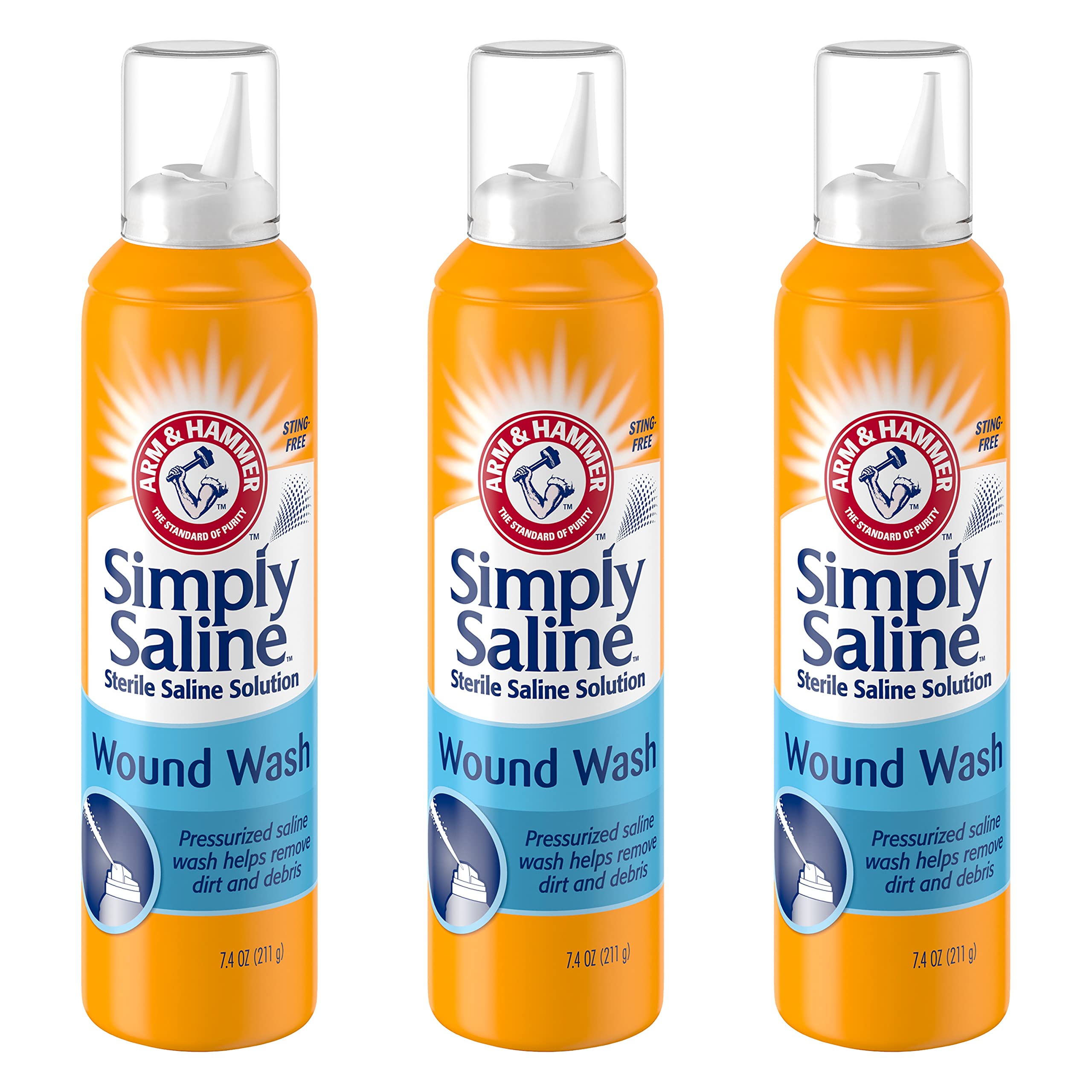 Arm & Hammer Simply Saline Wound Wash bottle front view for gentle cleaning