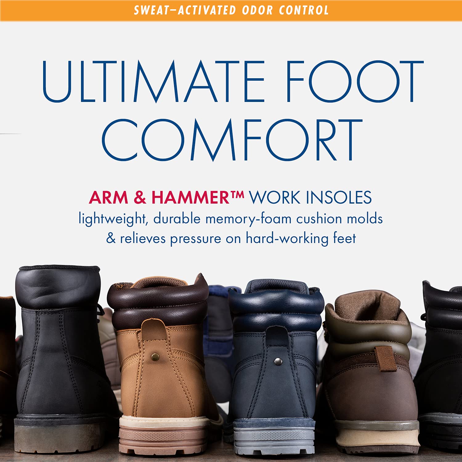 Arm & Hammer arch-support with contoured heel cup cushions feet