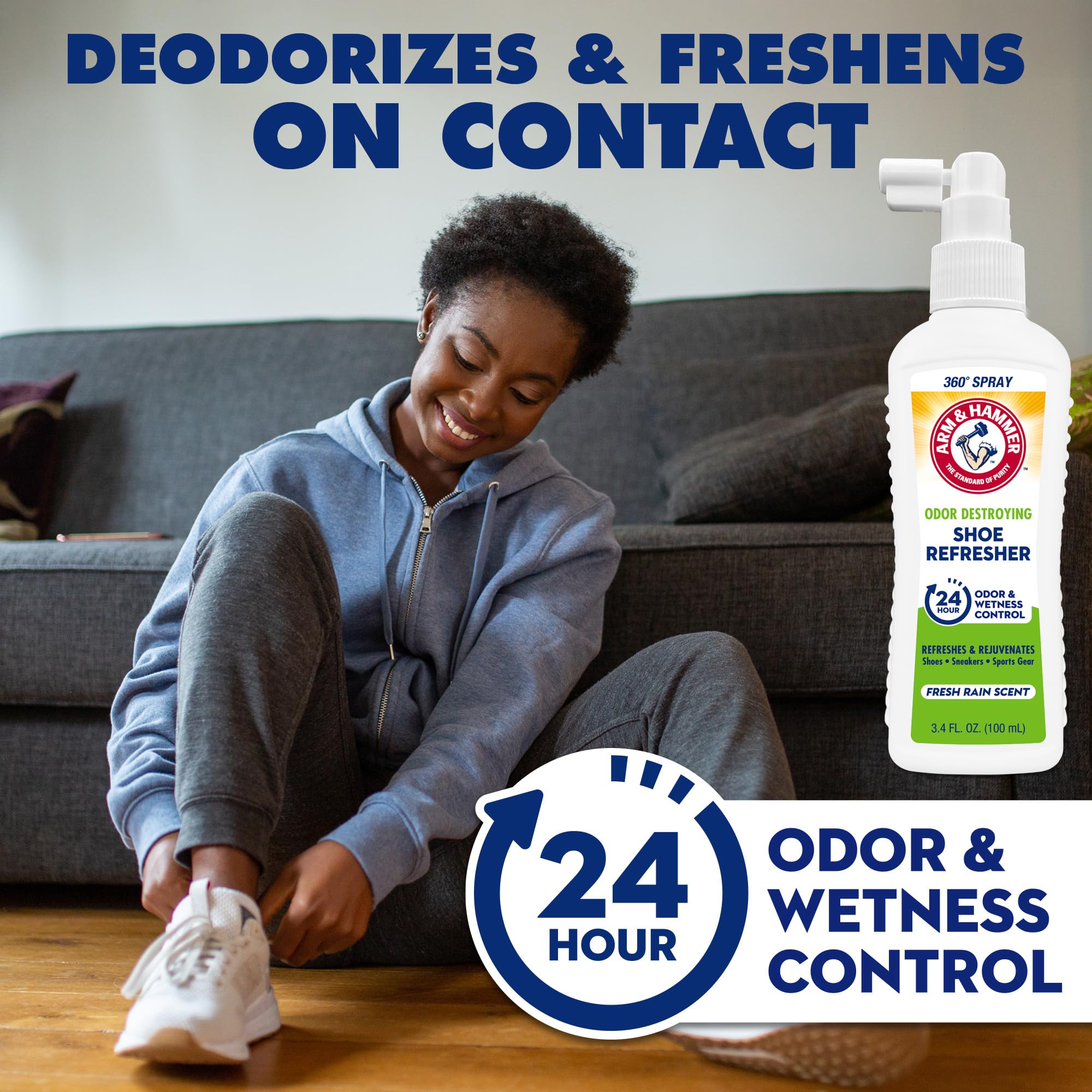 Arm & Hammer Control de olor 24 horas: ayuda a mantener el calzado fresco.