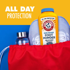 Arm & Hammer Foot Powder applied to feet for instant refreshing feel.
