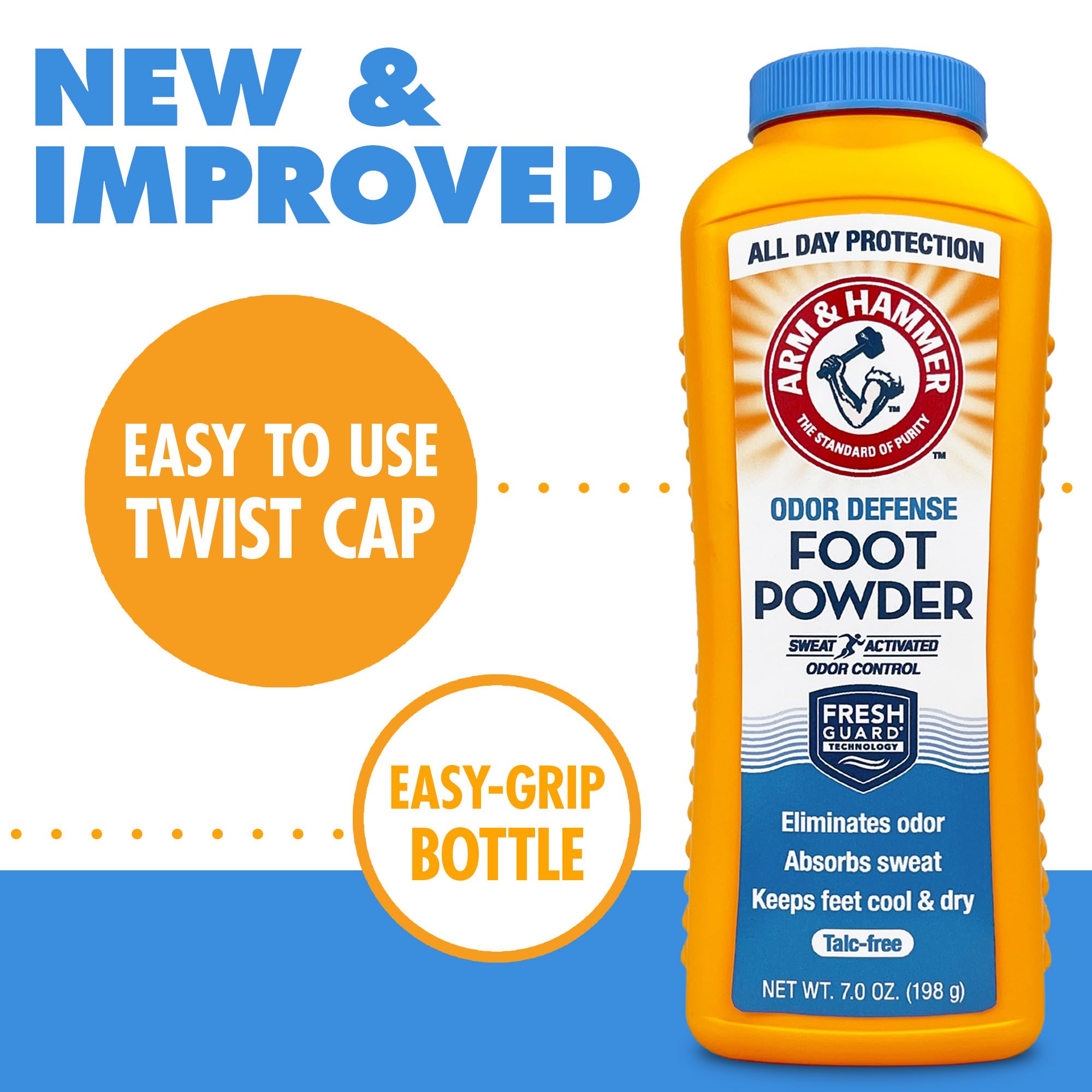 Arm & Hammer Foot Powder featuring fresh guard odor control for feet.