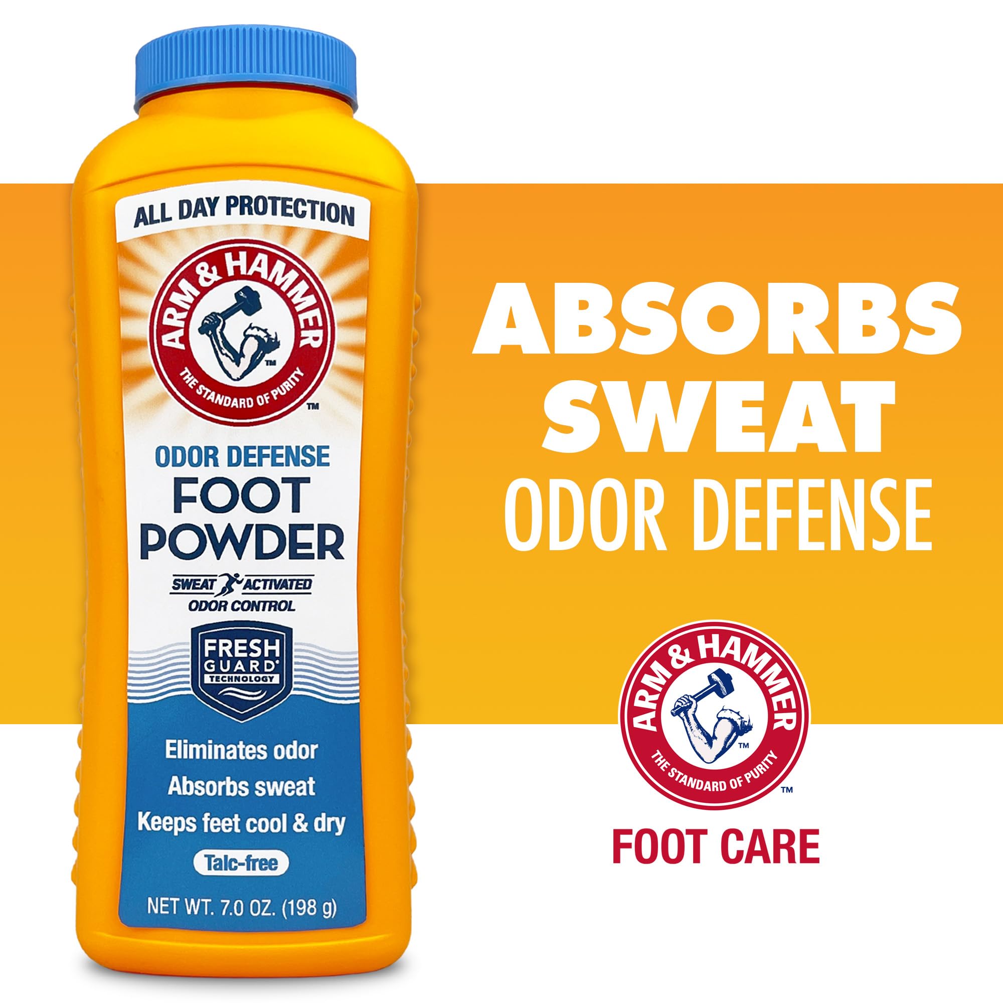 Arm & Hammer Foot Powder precision-doser shown for easy application.