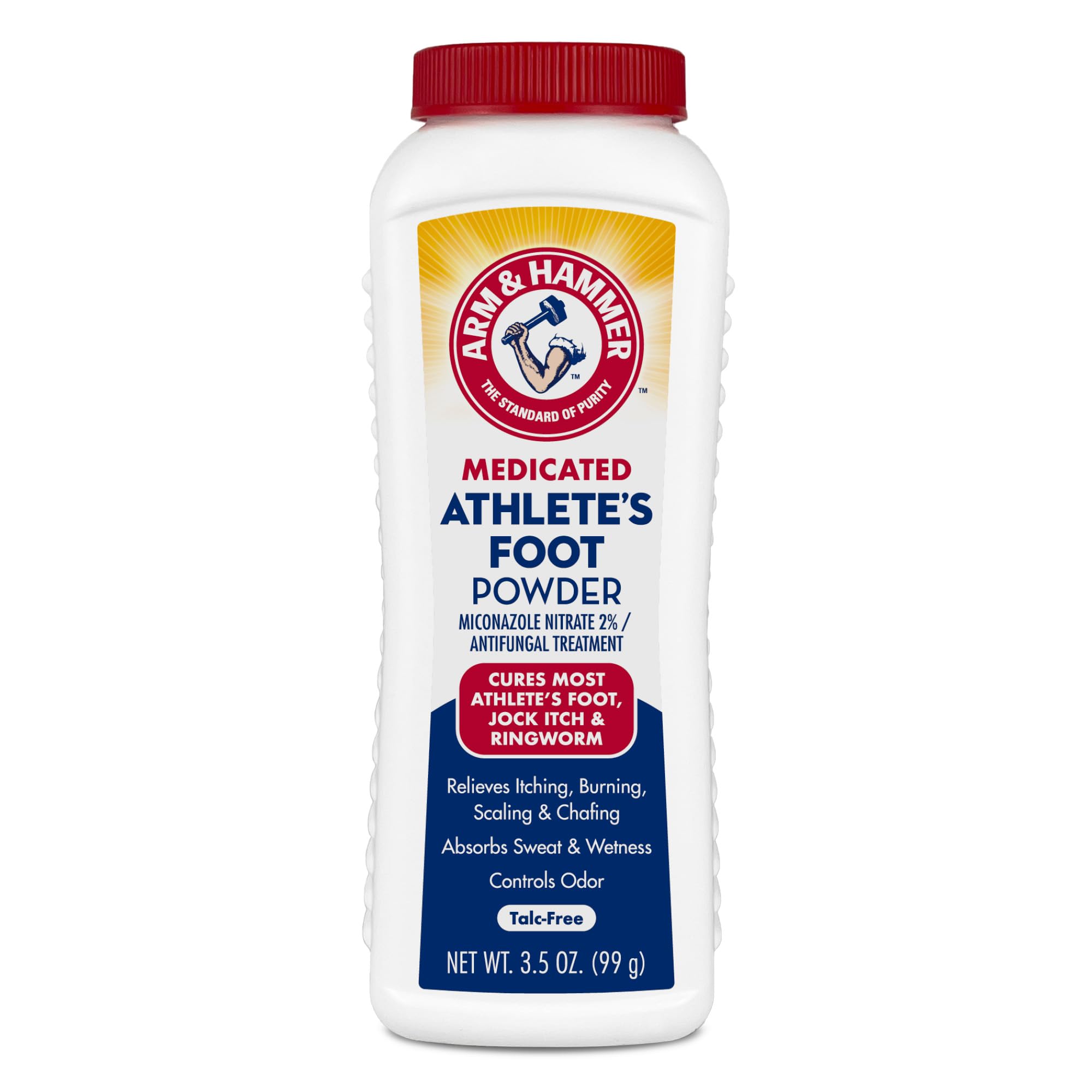 Arm & Hammer Polvo para pies en envase, mantiene los pies frescos y secos.